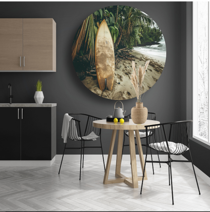Abstracte surfplank op het strand forex muurcirkel