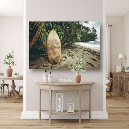 Abstracte surfplank op het strand canvas