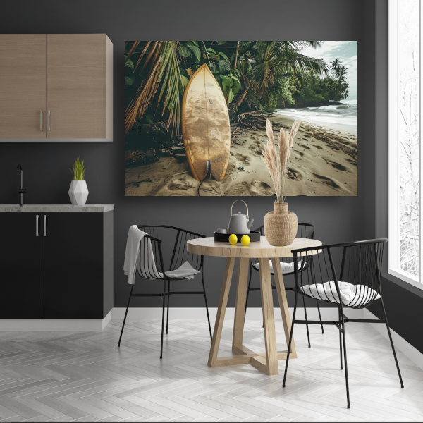 Abstracte surfplank op het strand canvas