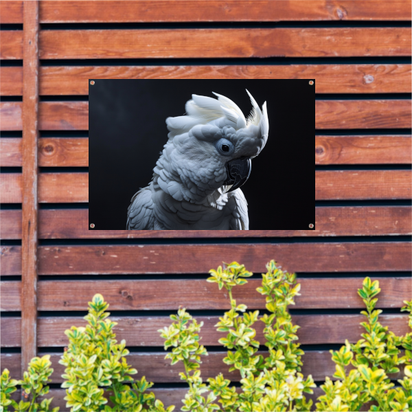 De wakkere witte kaketoe in duisternis tuinposter