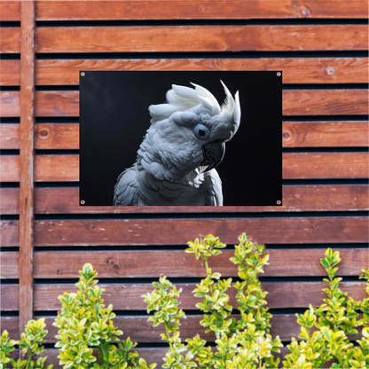 De wakkere witte kaketoe in duisternis tuinposter