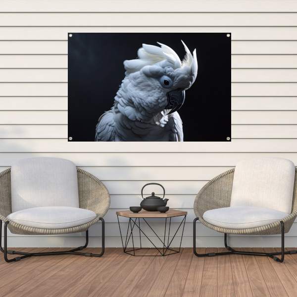 De wakkere witte kaketoe in duisternis tuinposter