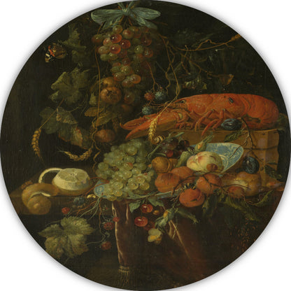Stilleven met fruit en kreeft - Jan Davidsz. de Heem aluminium muurcirkel