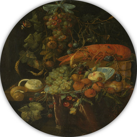 Stilleven met fruit en kreeft - Jan Davidsz. de Heem aluminium muurcirkel