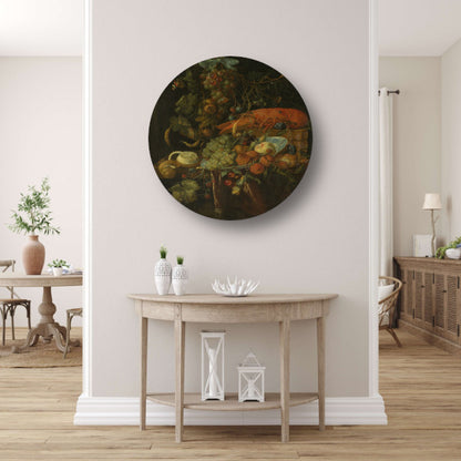 Stilleven met fruit en kreeft - Jan Davidsz. de Heem aluminium muurcirkel