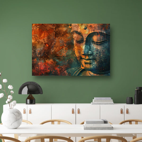 Mysterieus Boeddha portret in rustieke stijl acrylglas