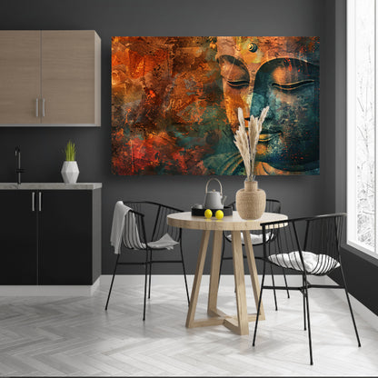 Mysterieus Boeddha portret in rustieke stijl acrylglas