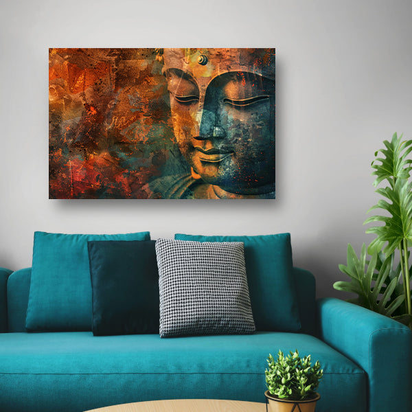 Mysterieus Boeddha portret in rustieke stijl acrylglas