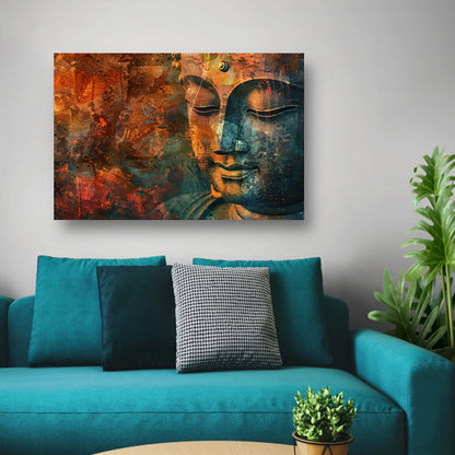 Mysterieus Boeddha portret in rustieke stijl acrylglas