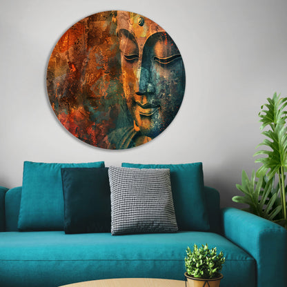 Mysterieus Boeddha portret in rustieke stijl forex muurcirkel