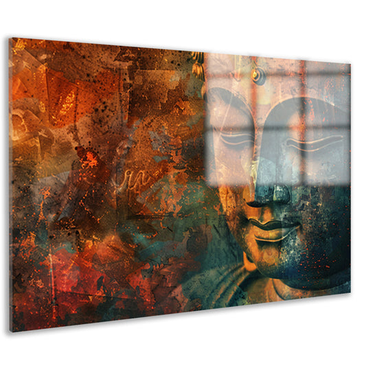 Mysterieus Boeddha portret in rustieke stijl acrylglas
