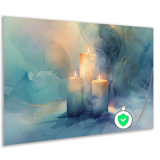 Drie brandende kaarsen in abstract ontwerp poster