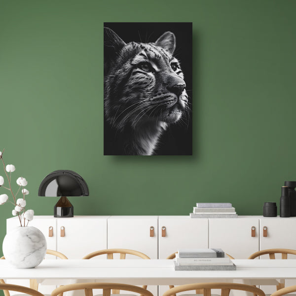 Indrukwekkend zwart-wit close-up portret van een luipaard poster