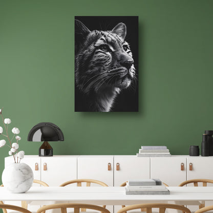 Indrukwekkend zwart-wit close-up portret van een luipaard poster