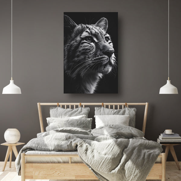 Indrukwekkend zwart-wit close-up portret van een luipaard poster