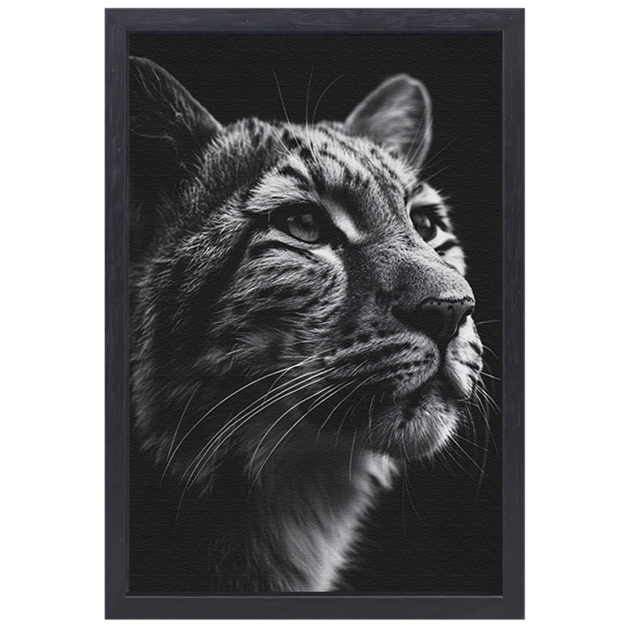 Indrukwekkend zwart-wit close-up portret van een luipaard canvas met baklijst