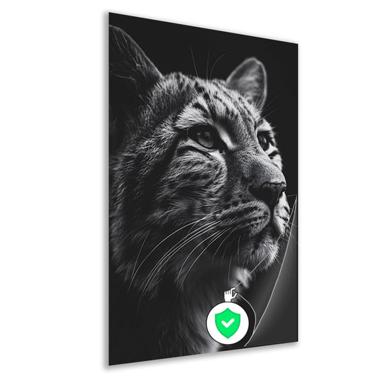 Indrukwekkend zwart-wit close-up portret van een luipaard poster