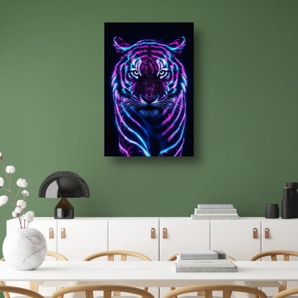 Futuristische tijger met bioluminescente kleuren poster