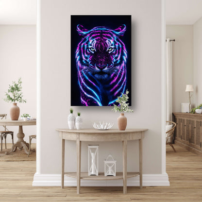 Futuristische tijger met bioluminescente kleuren canvas