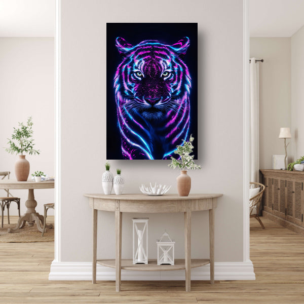 Futuristische tijger met bioluminescente kleuren poster