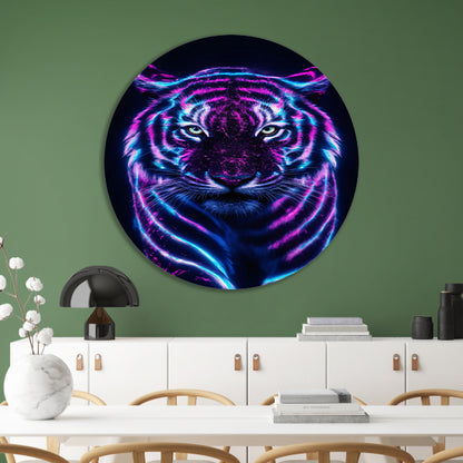 Futuristische tijger met bioluminescente kleuren forex muurcirkel