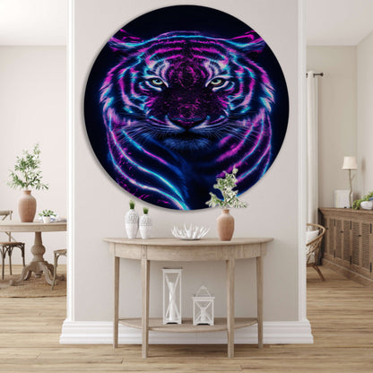 Futuristische tijger met bioluminescente kleuren forex muurcirkel