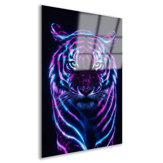 Futuristische tijger met bioluminescente kleuren acrylglas