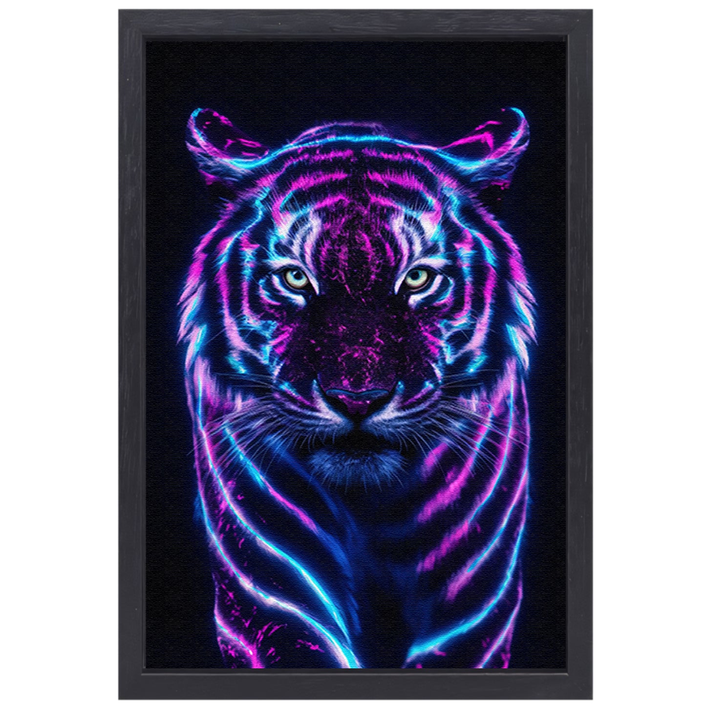 Futuristische tijger met bioluminescente kleuren canvas met baklijst