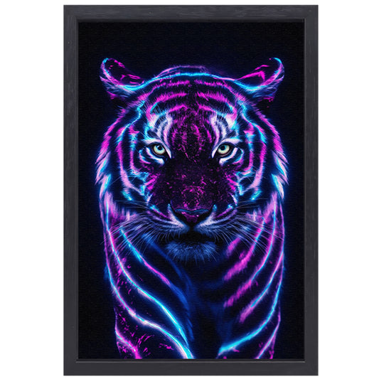Futuristische tijger met bioluminescente kleuren canvas met baklijst