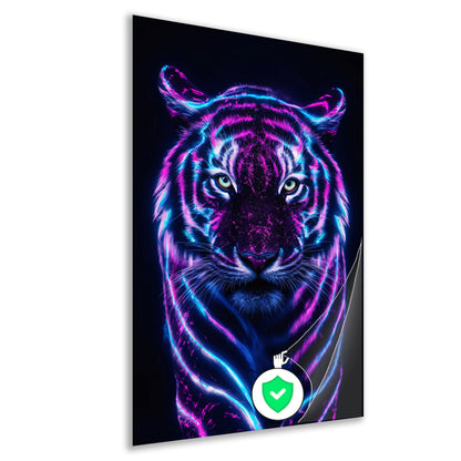 Futuristische tijger met bioluminescente kleuren poster