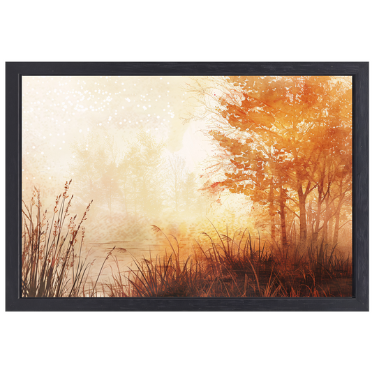 Herfstbos in Warme Sepia Ochtendgloed canvas met baklijst