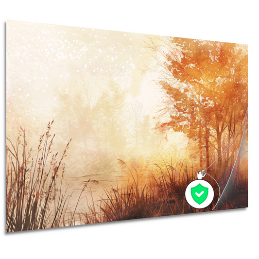 Herfstbos in Warme Sepia Ochtendgloed poster