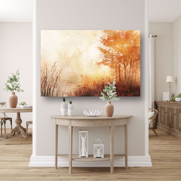 Herfstbos in Warme Sepia Ochtendgloed canvas