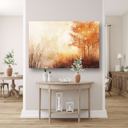 Herfstbos in Warme Sepia Ochtendgloed poster