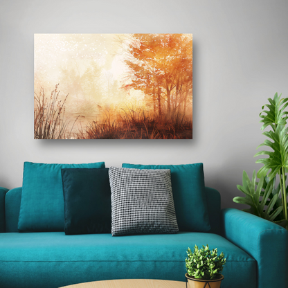 Herfstbos in Warme Sepia Ochtendgloed canvas