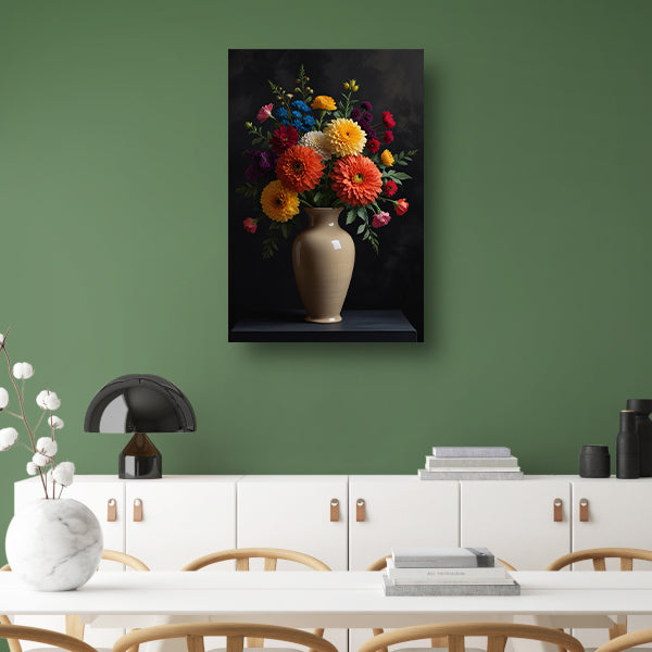 Levendige Vaas met Kleurrijke Bloemen Stilleven acrylglas