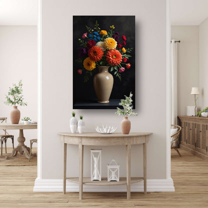 Levendige Vaas met Kleurrijke Bloemen Stilleven acrylglas