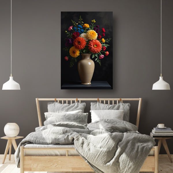 Levendige Vaas met Kleurrijke Bloemen Stilleven acrylglas