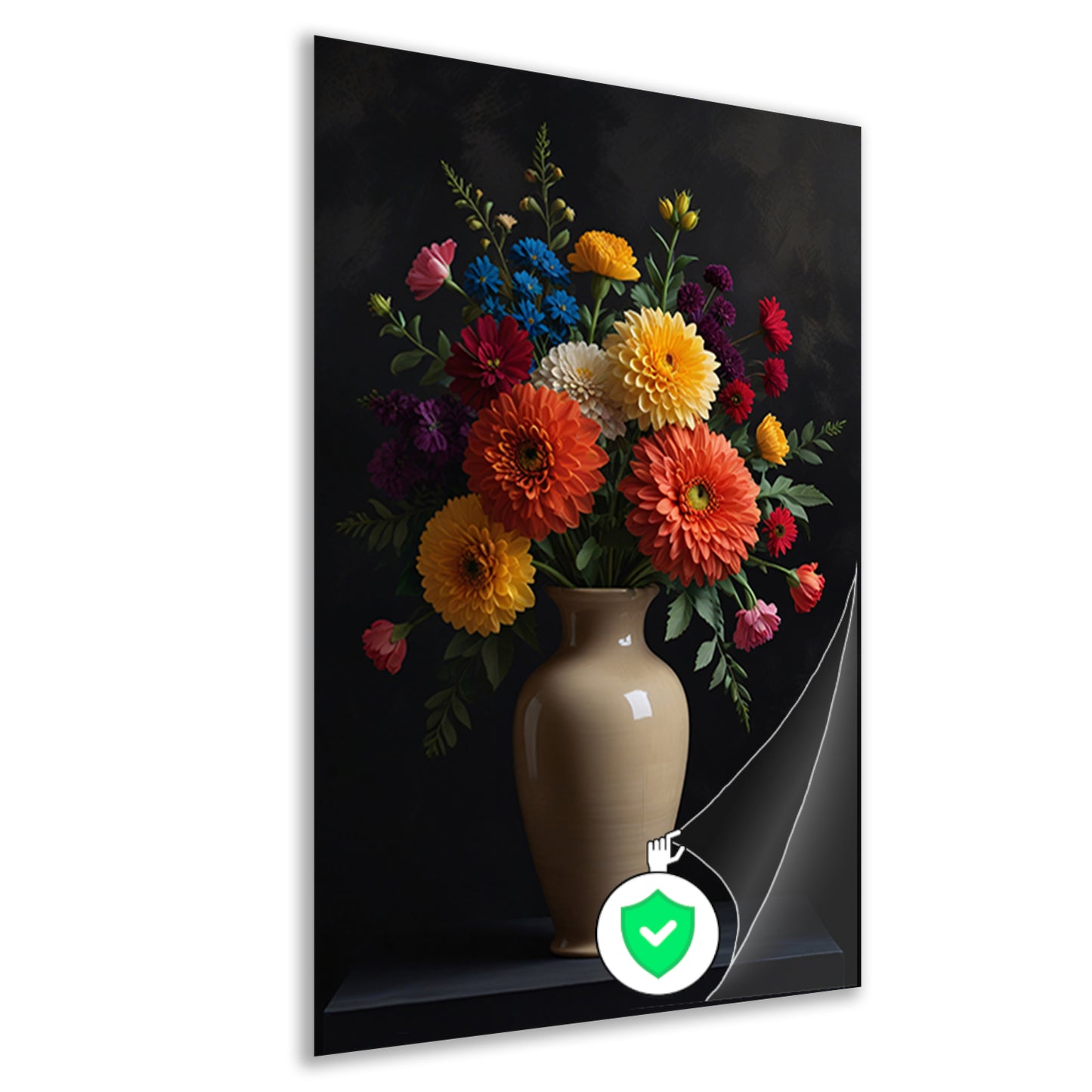 Levendige Vaas met Kleurrijke Bloemen Stilleven poster