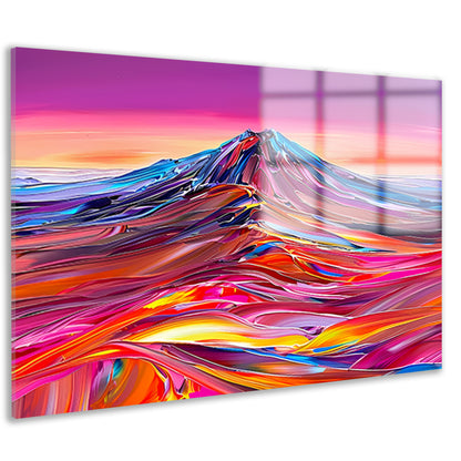 Kleurrijk abstract schilderij van berglandschap acrylglas