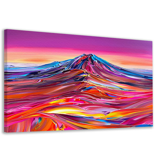 Kleurrijk abstract schilderij van berglandschap canvas