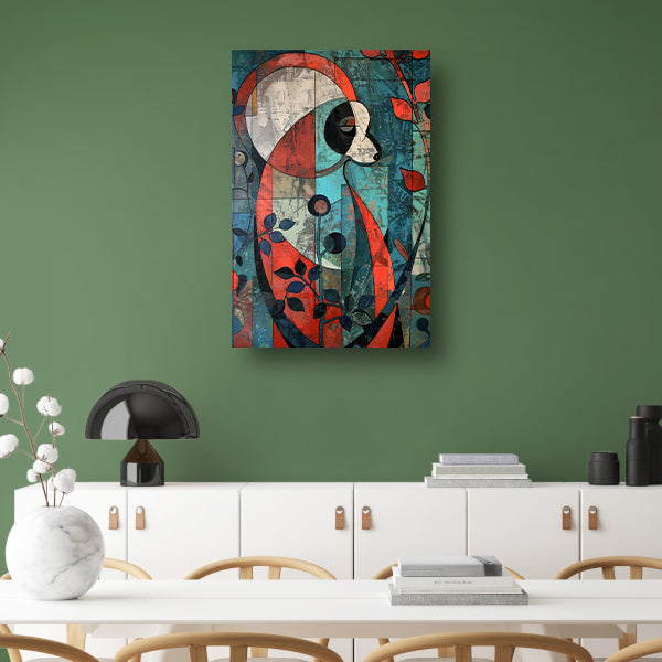 Kleurrijke abstracte panda met kubistische elementen poster