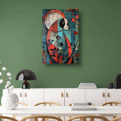 Kleurrijke abstracte panda met kubistische elementen poster
