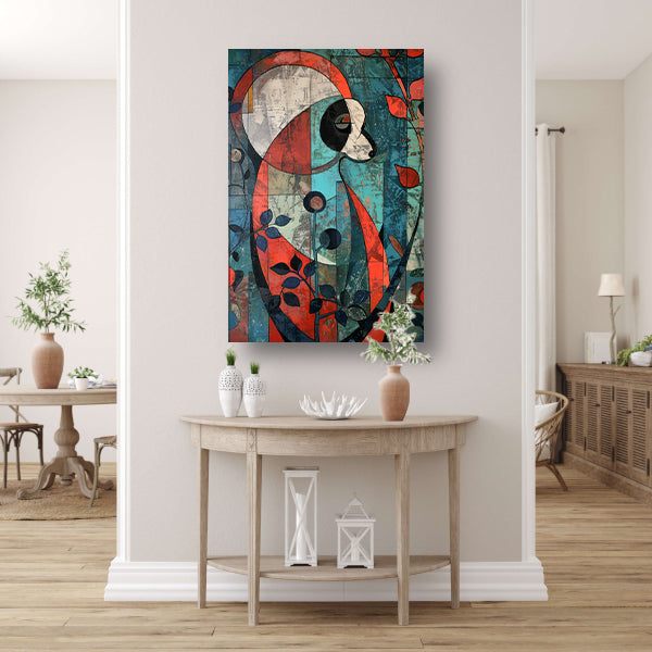 Kleurrijke abstracte panda met kubistische elementen poster