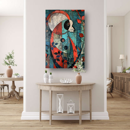 Kleurrijke abstracte panda met kubistische elementen poster
