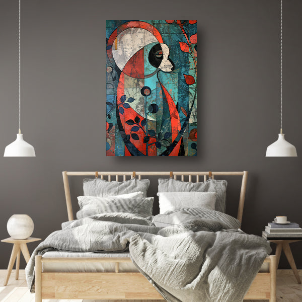 Kleurrijke abstracte panda met kubistische elementen poster