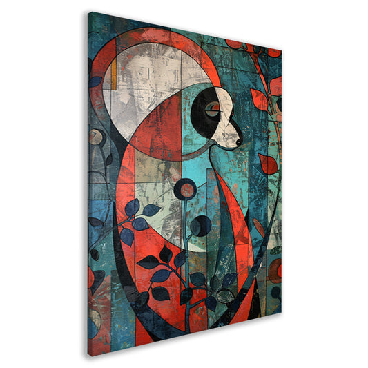 Kleurrijke abstracte panda met kubistische elementen canvas