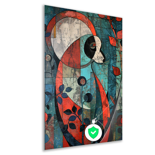 Kleurrijke abstracte panda met kubistische elementen poster