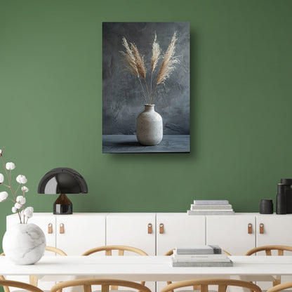 Minimalistische Vaas met Pampasgras tegen Donkere Achtergrond canvas