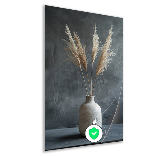 Minimalistische Vaas met Pampasgras tegen Donkere Achtergrond poster